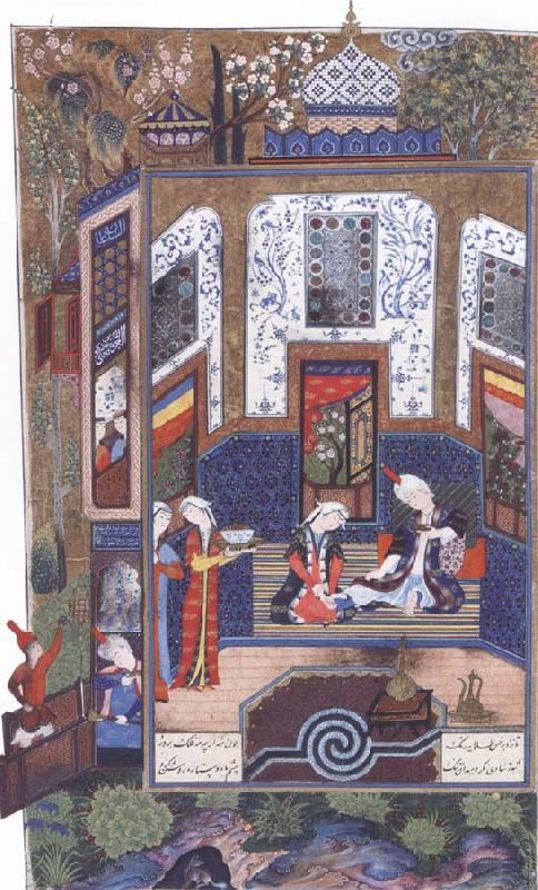Sultan Muhammad Prince Bahram i Gor listens to the tale of the princess of Persia beneath the white pavilion oil painting image